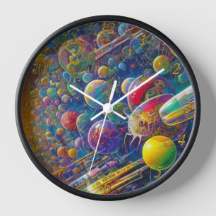 Space Race schwarze Wanduhr mit Zahlen