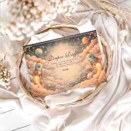 Space Rocket Clouds Diapper Raffle Begleitkarte