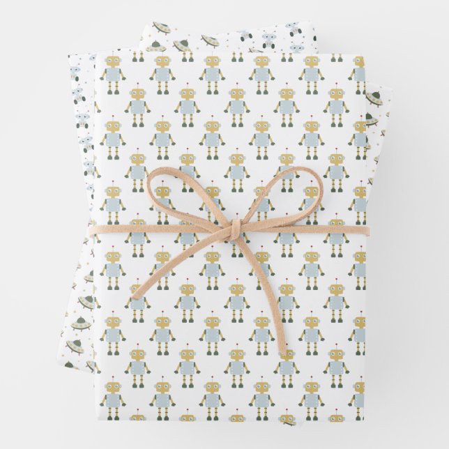 Space Rocket Galaxy Fun Pastel Geschenkpapier Set (Beispiel)