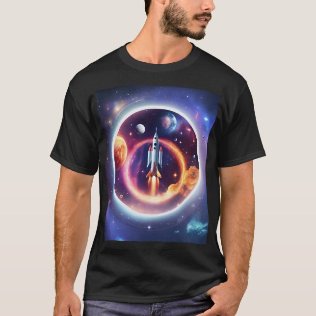 "Space Rocket Holographic Circle" T-Shirt (Vorderseite)