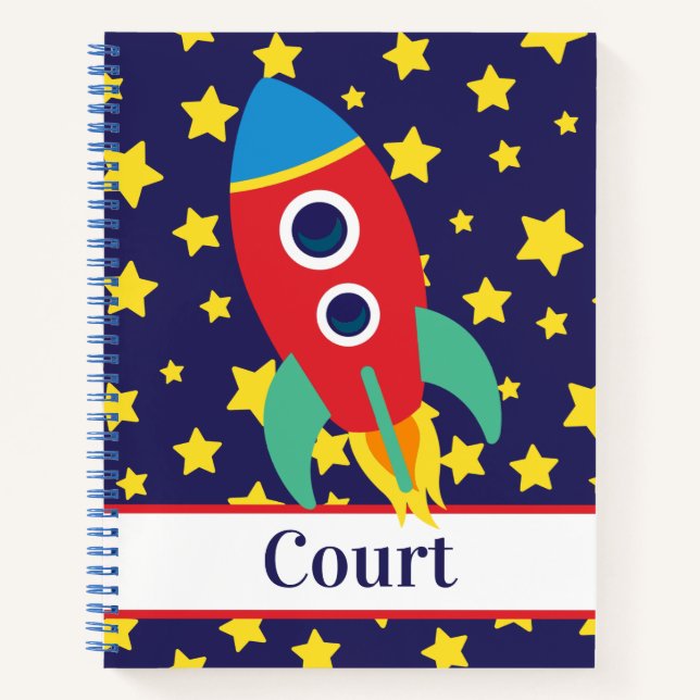 Space Rocket Personalisiert Spiral Notebook Notizbuch (Vorderseite)