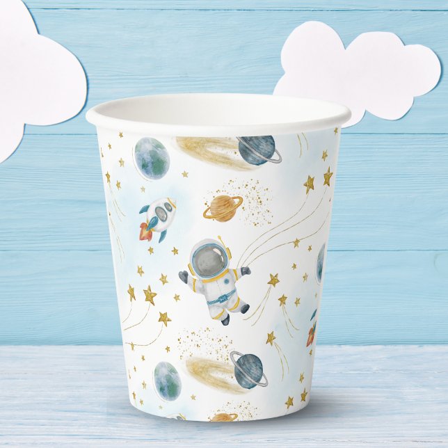 Space Rocket Ship Astronaut Stars Pattern Pappbecher (Von Creator hochgeladen)
