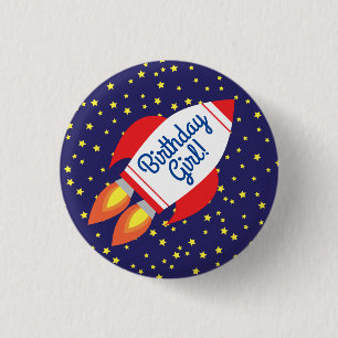 Space Rocket Star Ship 1. Geburtstag Button Button