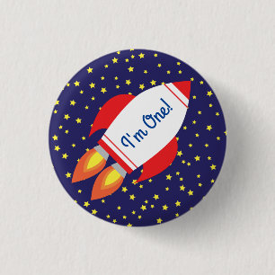 Space Rocket Star Ship 1. Geburtstag Button Button