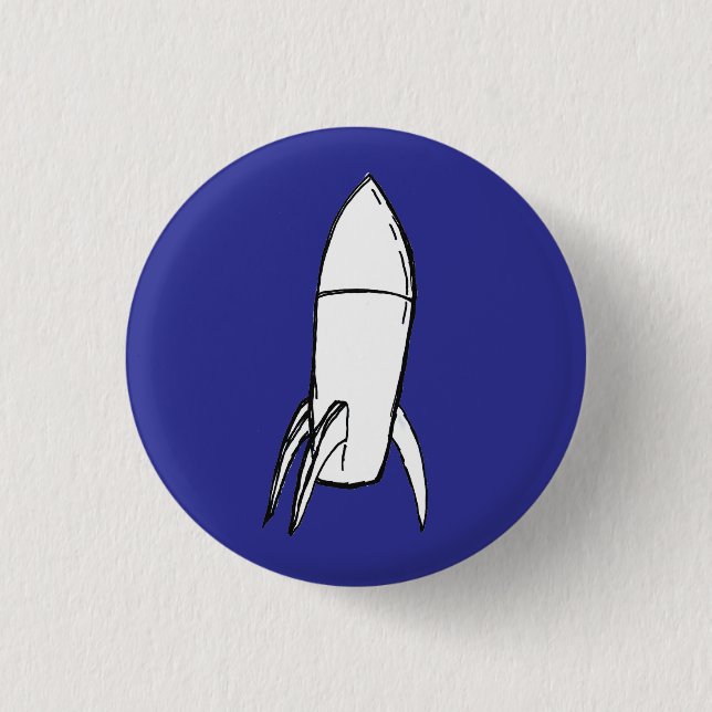 Space Rocket vom Space Port KARL (blau) Button (Vorderseite)