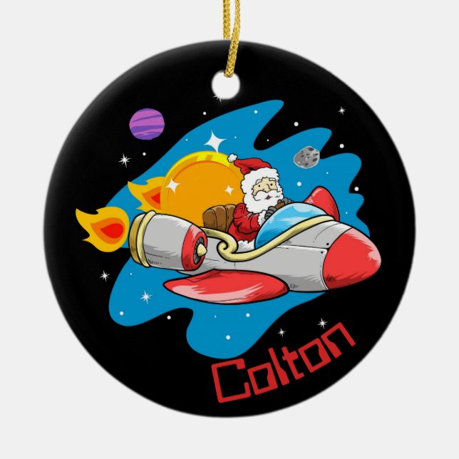 Space Santa Keramik Ornament (Vorne)