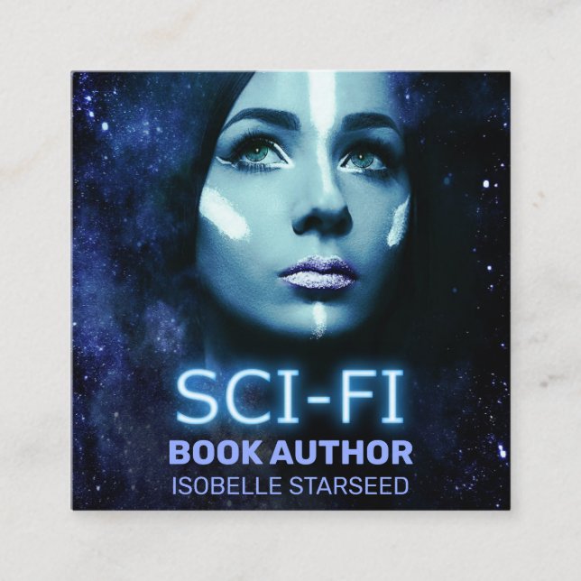 Space Sci-fi Book Author Square Business Card Quadratische Visitenkarte (Vorderseite)