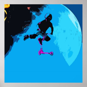 Space Scootering - Stunt Scooter Boy Poster