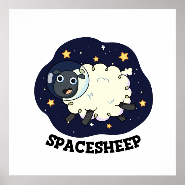 Space Sheep Funny Astronaut Sheep Puff Poster (Vorne)