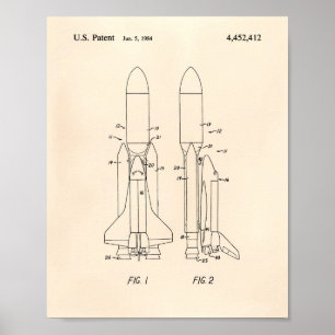 Space Shuttle 1977 Patentkunst - Alte Peper Poster