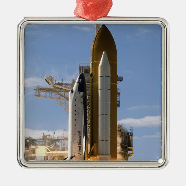 Space Shuttle Atlantis hebt 5 Silbernes Ornament (Vorne)
