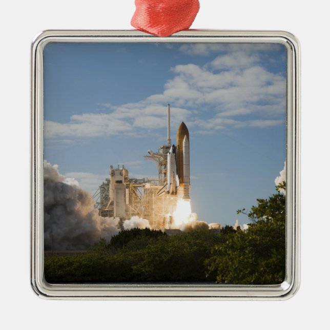Space Shuttle Atlantis hebt 7 Silbernes Ornament (Vorne)