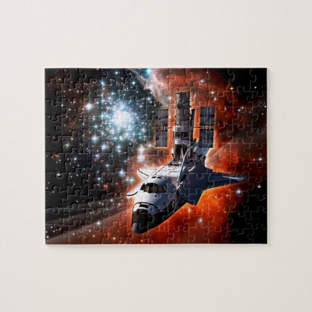 Space Shuttle Atlantis Hubble Telescope Artwork (Horizontal)