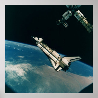 Space Shuttle Atlantis mit MIR Poster