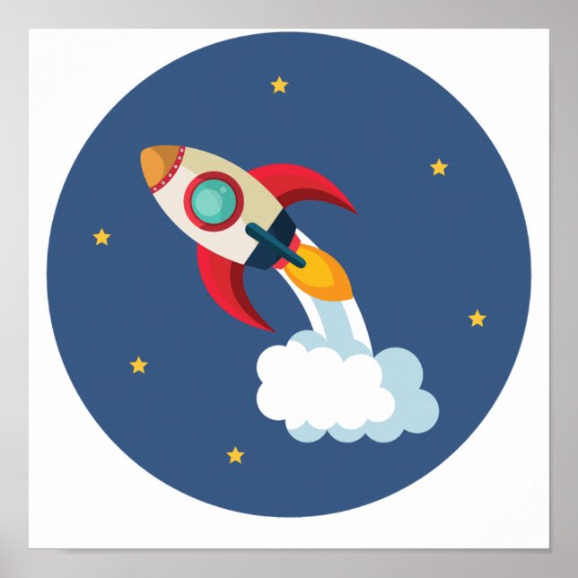 Space Shuttle Blast Off in einem Links Kreis Poster (Vorne)