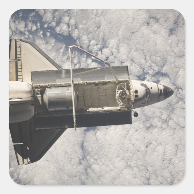 Space Shuttle Discovery 7 Quadratischer Aufkleber (Vorderseite)