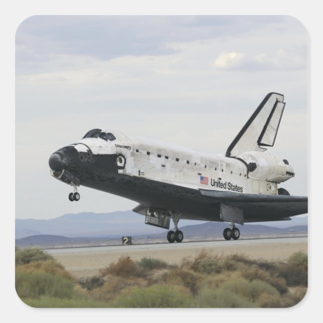 Space Shuttle Discovery - das wichtigste Fahrwerk Quadratischer Aufkleber (Vorderseite)
