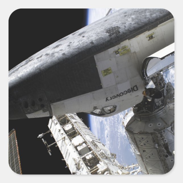 Space Shuttle Discovery dotiert Quadratischer Aufkleber (Vorderseite)
