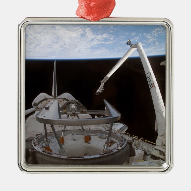 Space Shuttle Discovery: Nutzlastschacht 2 Silbernes Ornament (Vorne)
