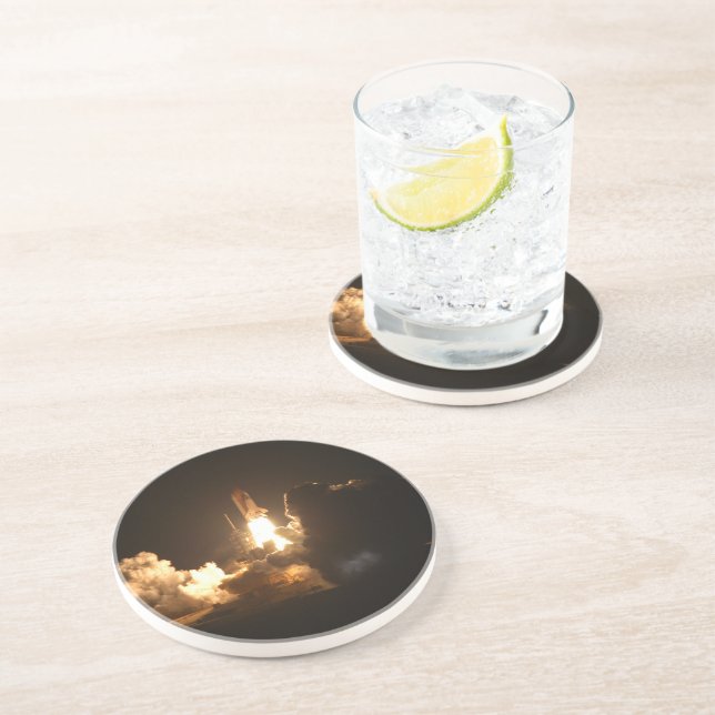 Space Shuttle Earth Orbital Spacecraft Night Canva Getränkeuntersetzer (Seite)