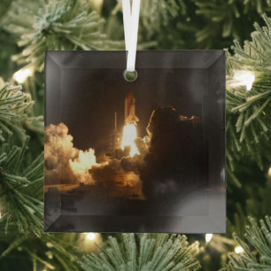 Space Shuttle Earth Orbital Spacecraft Night Canva Ornament Aus Glas