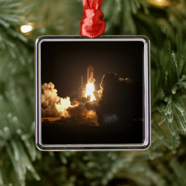 Space Shuttle Earth Orbital Spacecraft Night Canva Ornament Aus Metall (Baum)