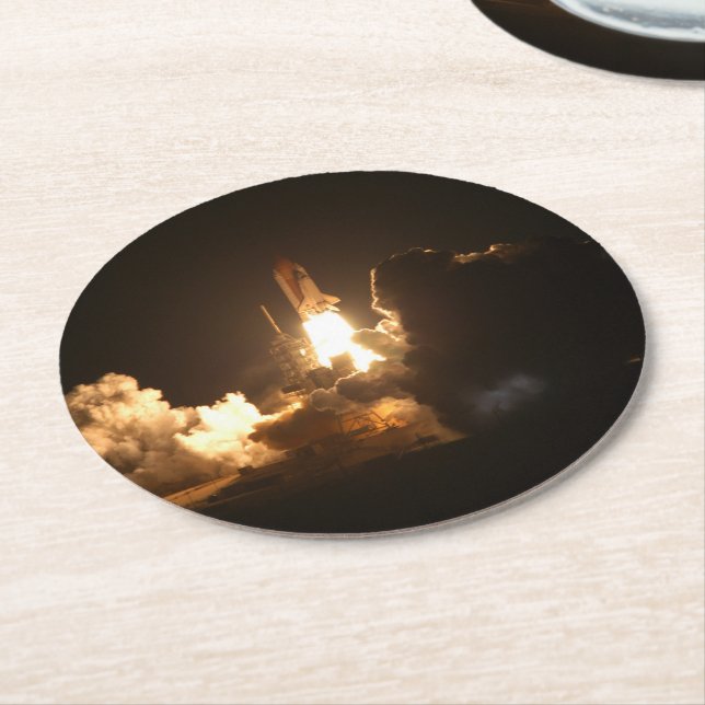 Space Shuttle Earth Orbital Spacecraft Night Canva Runder Pappuntersetzer (Angewinkelt)