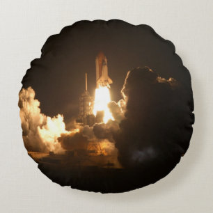 Space Shuttle Earth Orbital Spacecraft Night Canva Rundes Kissen