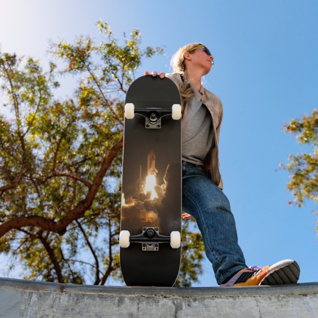 Space Shuttle Earth Orbital Spacecraft Night Canva Skateboard (Außenbereich 1)