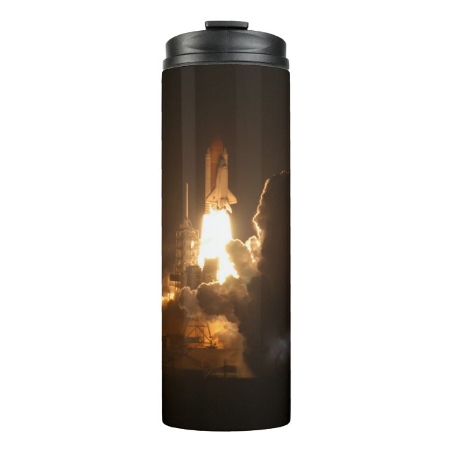 Space Shuttle Earth Orbital Spacecraft Night Canva Thermosbecher (Vorderseite)