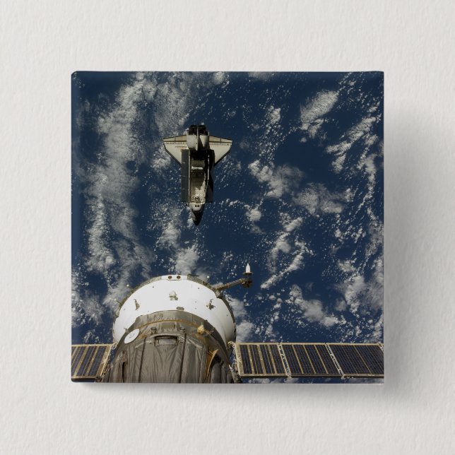 Space Shuttle Endeavour und ein Sojus-Raumfahrzeug Button (Vorderseite)