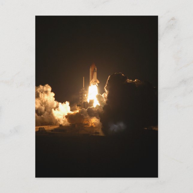 Space Shuttle Night Launch Poster Postkarte (Vorderseite)