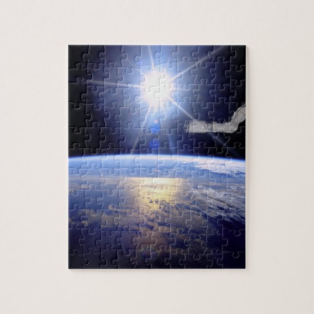Space Shuttle Robot Arm Earth Orbit Sunburst (Vertikal)