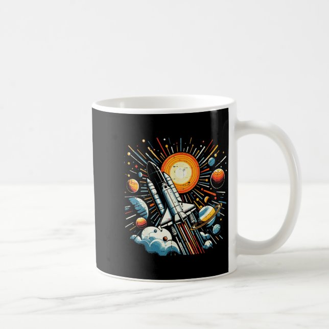 Space Shuttle Sun Planets Rocket Galaxy Boys Kids  Kaffeetasse (Rechts)