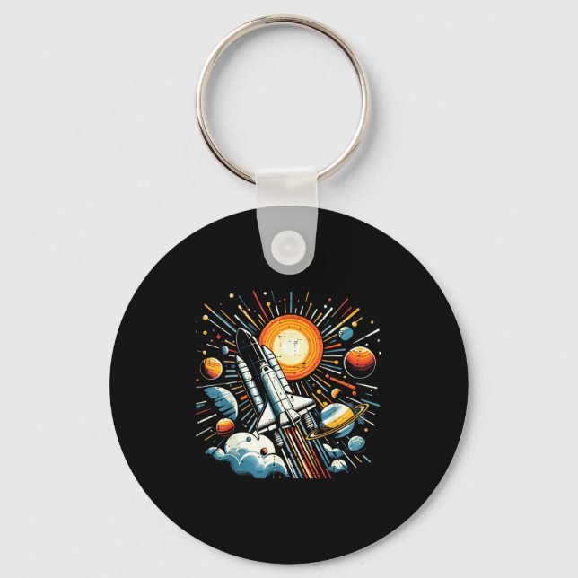 Space Shuttle Sun Planets Rocket Galaxy Boys Kids  Schlüsselanhänger (Vorderseite)