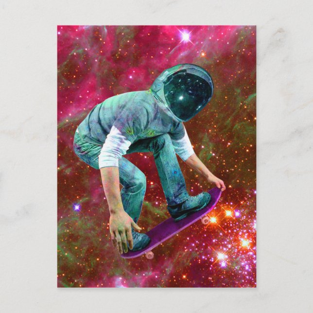 Space Skateboarder Postkarte (Vorderseite)