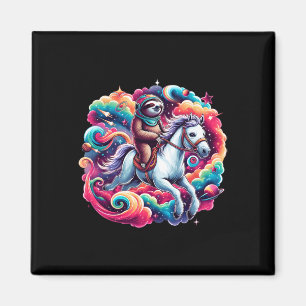 Space Sloth Horse Funny Horseback Reiten T-Shirt Magnet