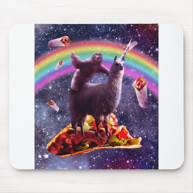 Space Sloth Riding Llama Unicorn - Taco & Burrito Mousepad (Vorne)