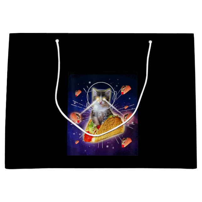 Space Taco Cat Laser Eyes Große Geschenktüte (Vorderseite)