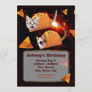 Space Taco Katzen Funny Invasion Einladung