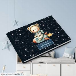Space Theme Baby Boy Guest Book Teddy Bear Gästebuch
