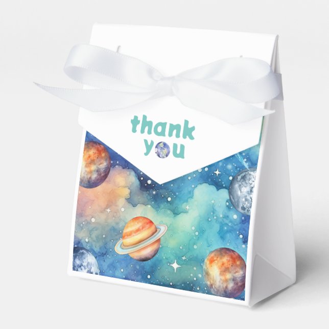 Space Theme Galaxy Planets Wasserfarbe Vielen Dank Geschenkschachtel (Vorderseite)