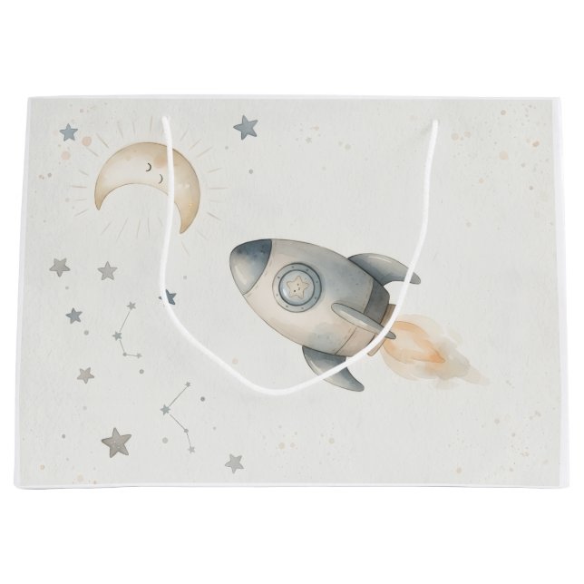 Space Theme Paper Bag for Kids Große Geschenktüte (Vorderseite)