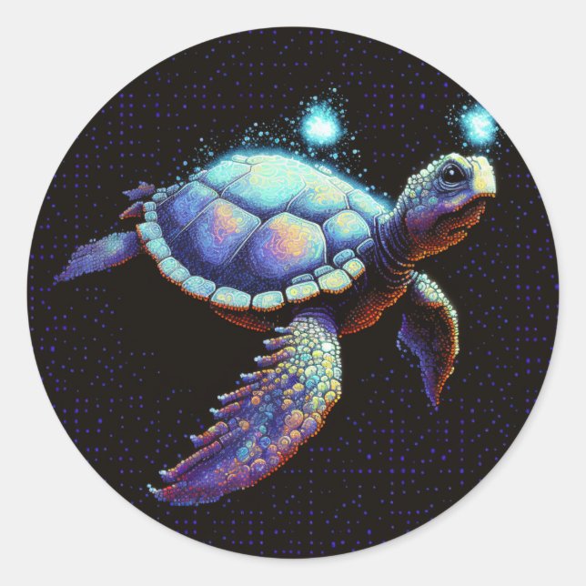 Space Turtle Runder Aufkleber (Vorderseite)