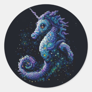 Space Unicorn-Seepferd Runder Aufkleber