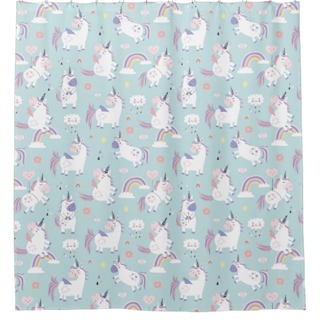 Space Unicorns Duschvorhang (Vorderseite)