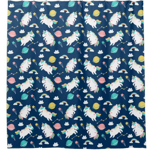 Space Unicorns Duschvorhang (Vorderseite)