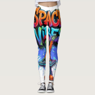 Space-Vibes-Alien-DJ-Musik-Streetwear-Design Leggings