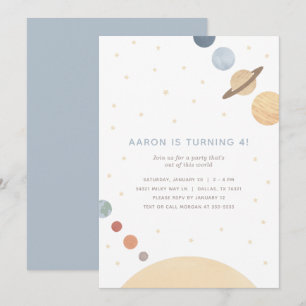 Space Watercolor Boy Invitation de fête d'annivers