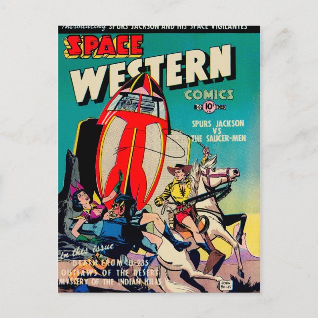 Space Western Comic Postkarte (Vorderseite)